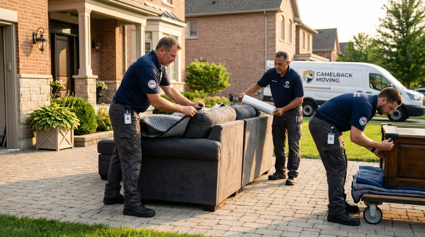 Large estate moving crew wrapping furniture in Rathdrum, ID